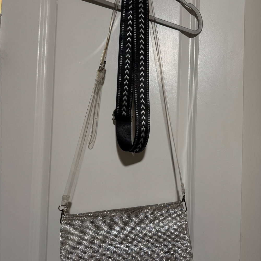 Silver Glitter Crossbody Bag